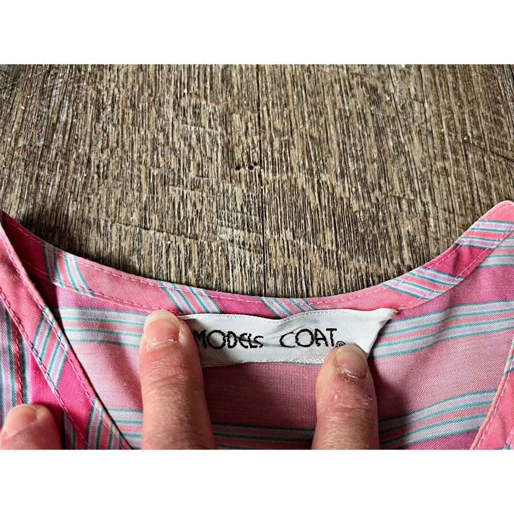Vintage Pink striped House Coat Robe by Model Coat size M - Picture 3 of 6